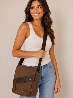 Augur Rugged, "vintage-style" heavy-duty cotton canvas Messenger Bag